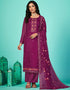 Designer Function Wear Organza Salwar Suit Collection Purple Organza Pant Straight Front View